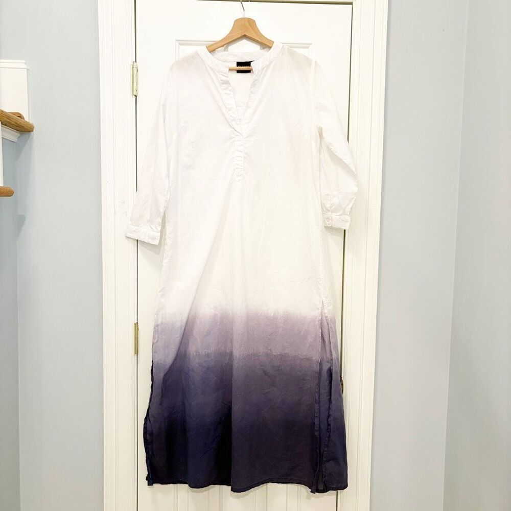 Madison Mathews Tie Dye Midi Dress 100% Cotton Kaftan - Picture 2 of 4